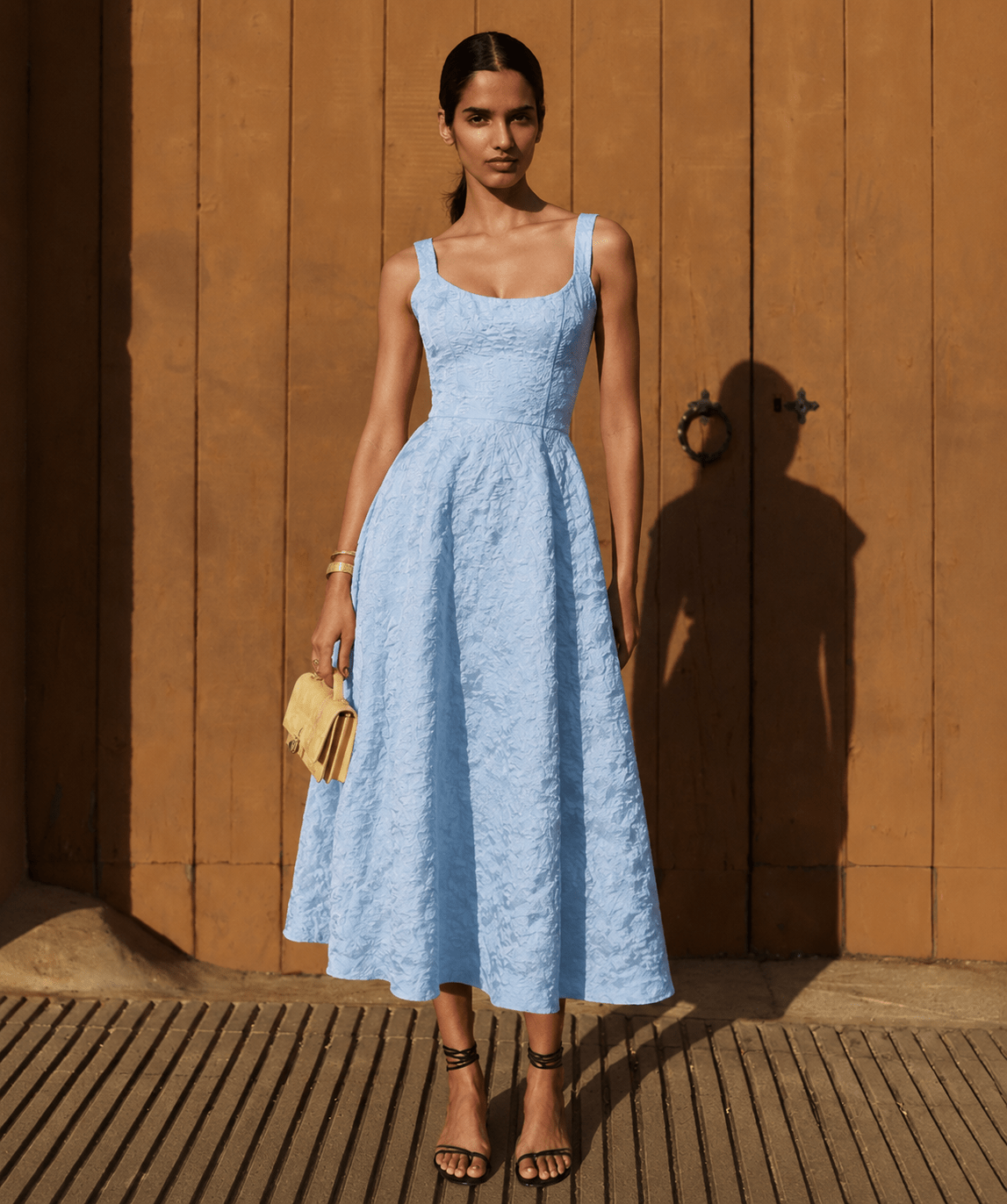 midi dresses for women uk Blue Textured Midi Dress Women's Elegant Edin London