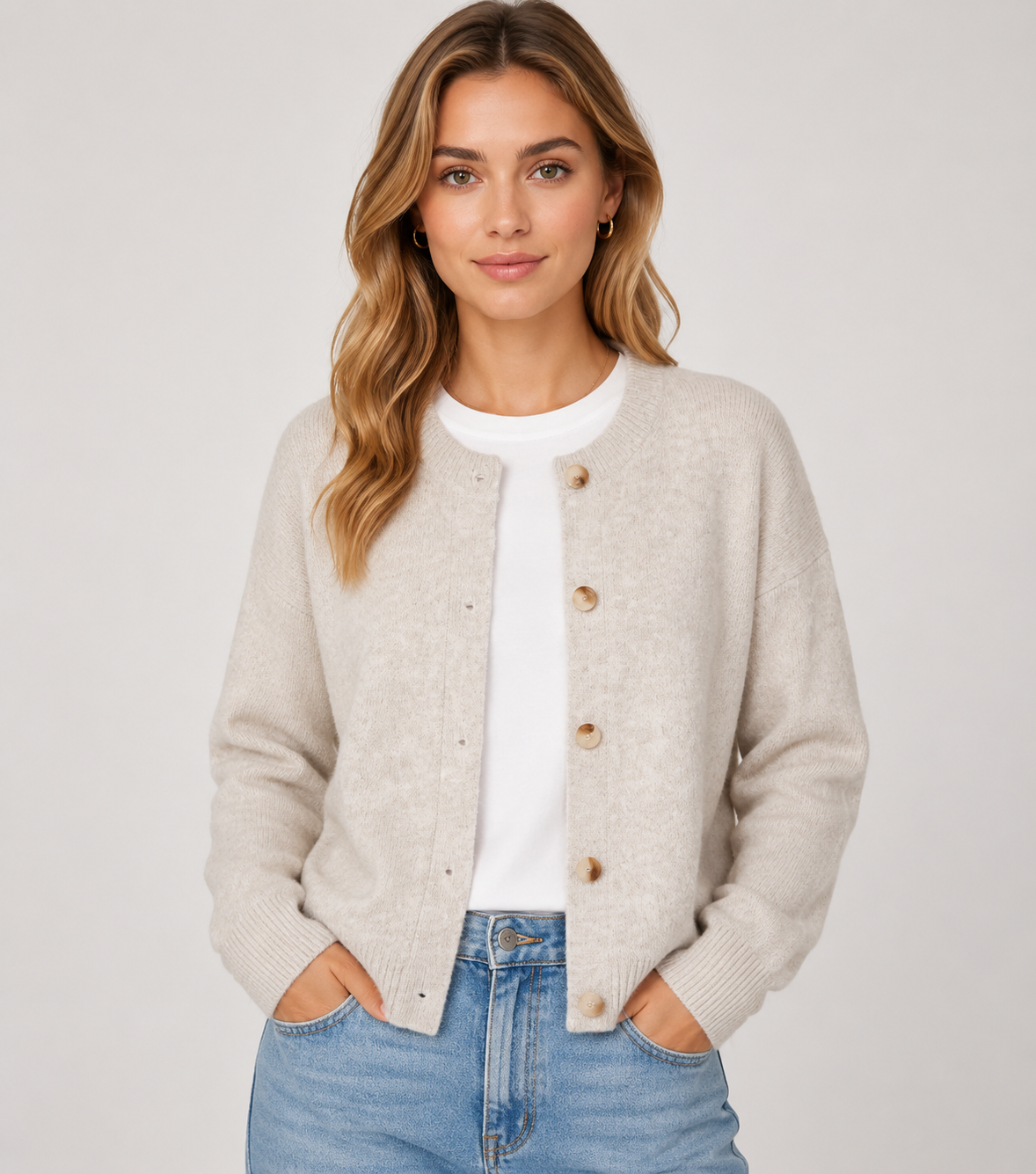 Women's Button Front Knit Cardigan  Soft Long Sleeve Relaxed Fit Autumn Winter Sweater