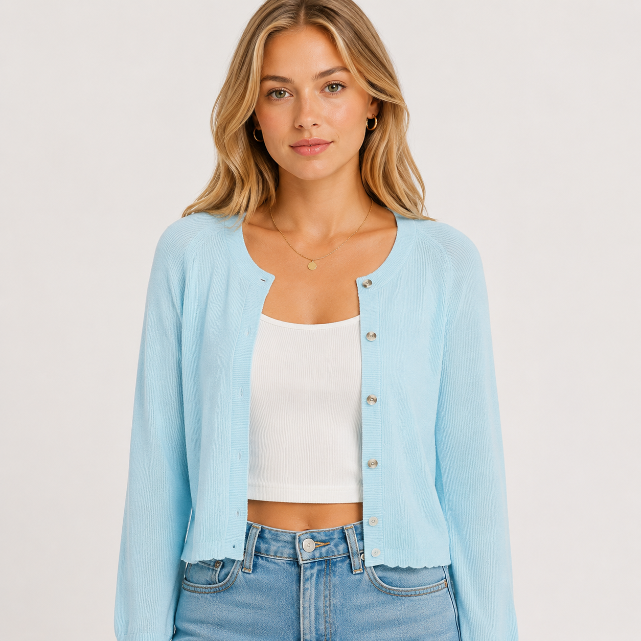 Women's Lightweight Sheer Knit Cardigan  Elegant Long Sleeve Button Front Winter Cover Up