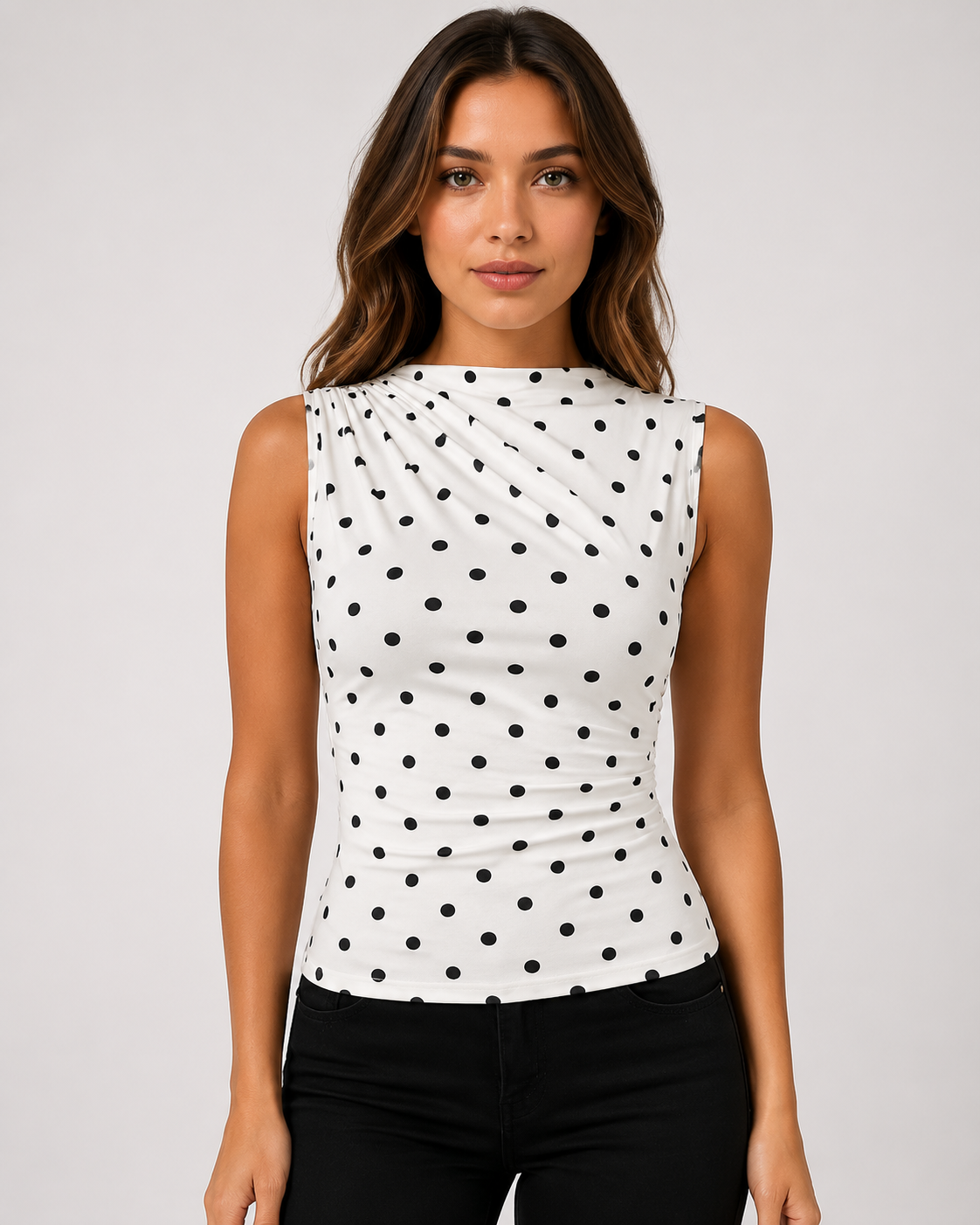 Women's Ruched Sleeveless Tank Top Casual Slim Fit Summer Cami