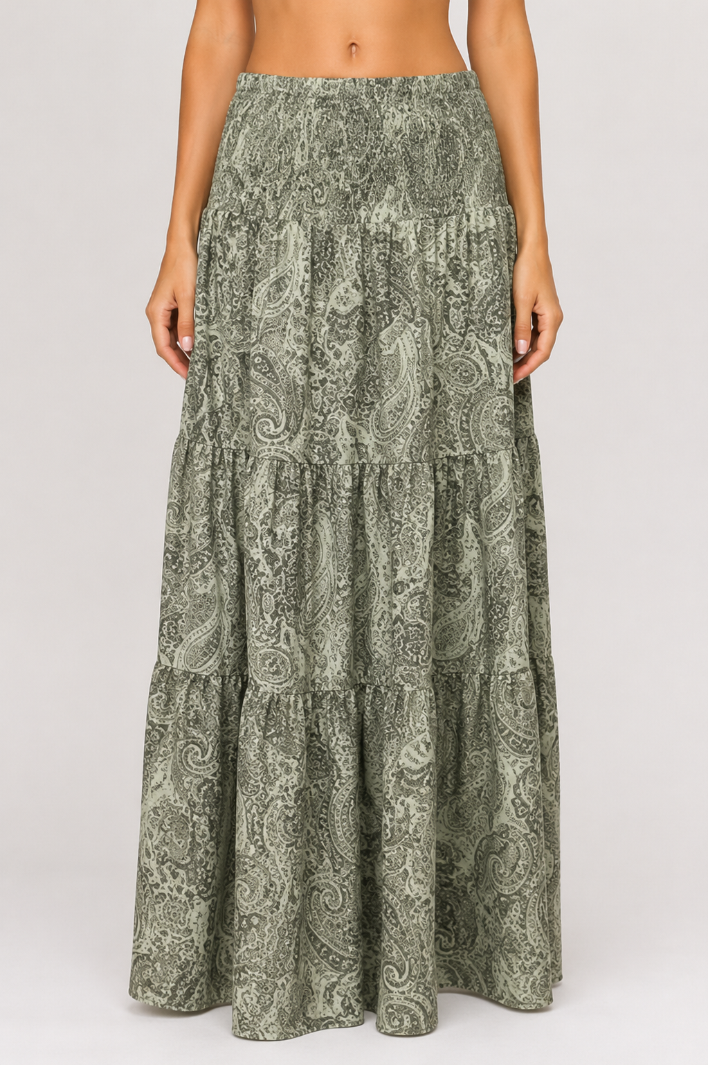 Women's Bohemian Print Maxi Skirt High Waist Flowing A-Line Holiday Beach Long Skirt