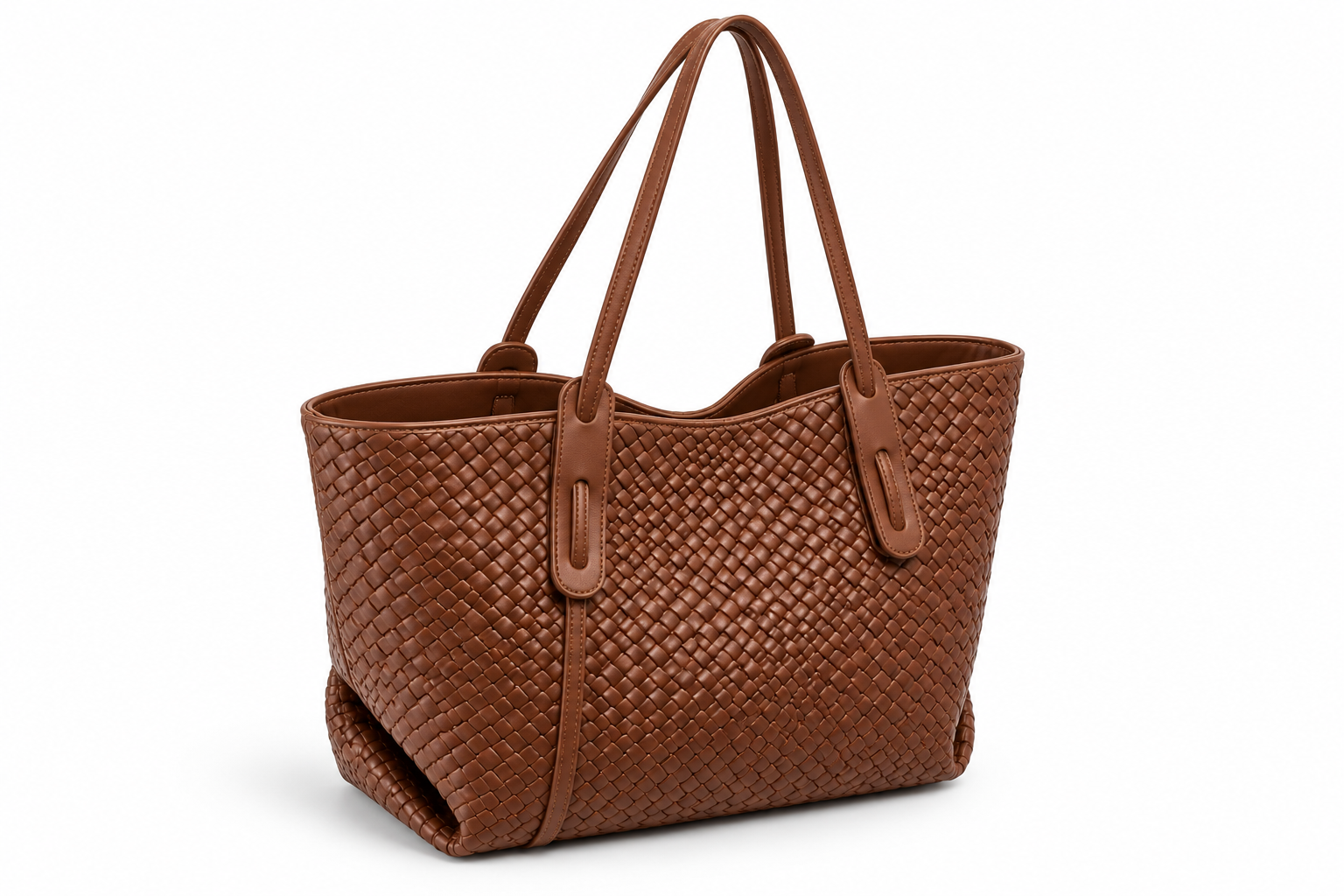 Women's Woven Pattern PU Leather Shoulder Bag Minimalist Large Capacity Everyday Handbag