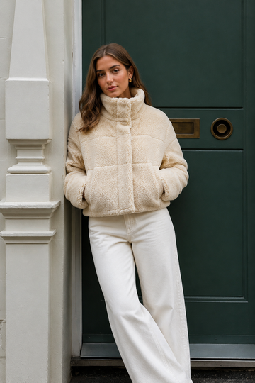 Faux Sherpa High-Neck Jacket