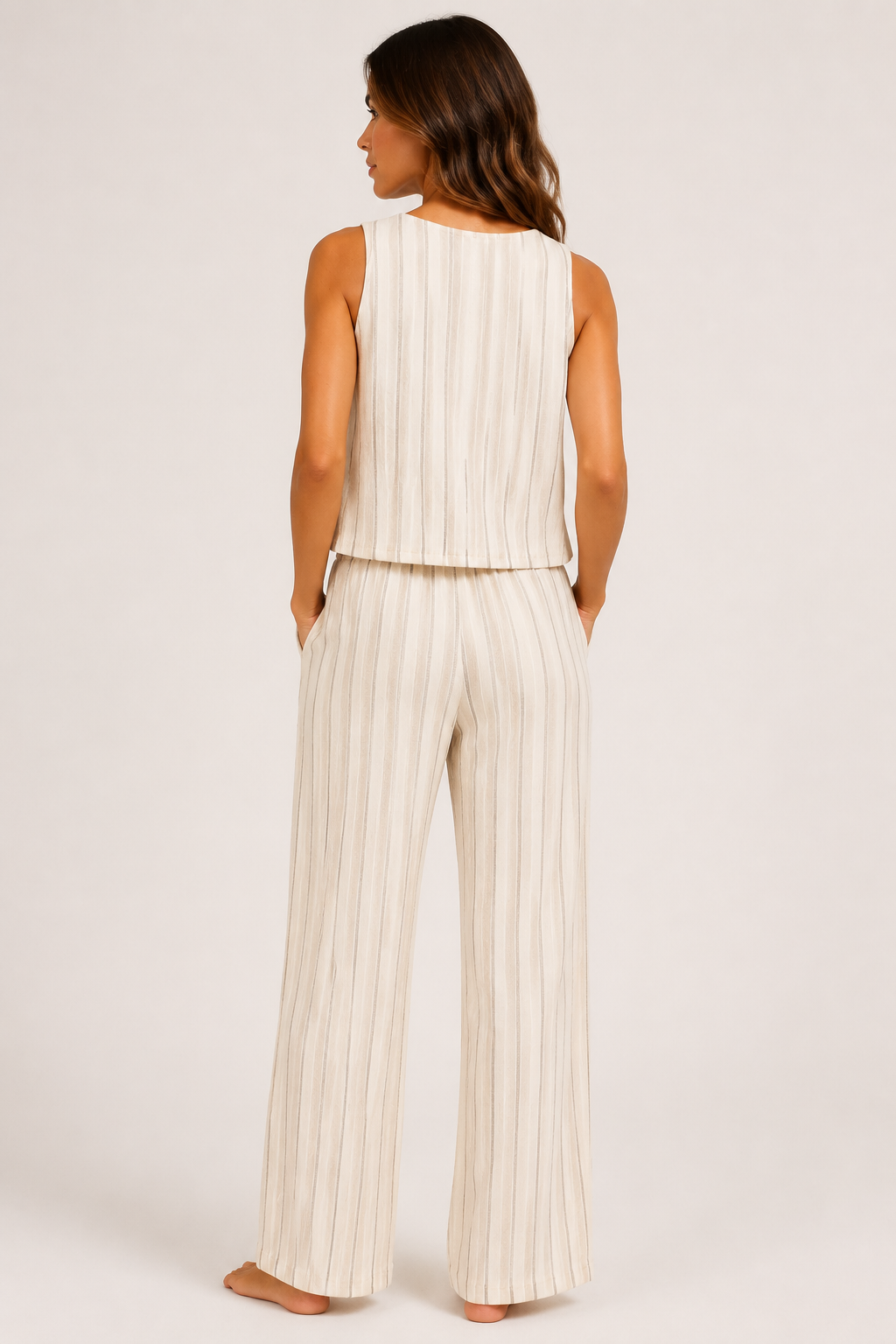 Women's Striped Camisole & Wide Leg Trouser Co-Ord Set