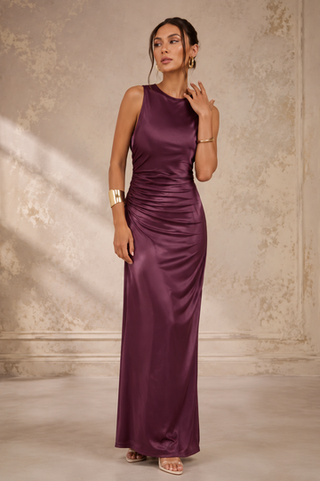 Women's Tie-Dye Pleated Sleeveless Maxi Dress  Elegant Summer Wedding Guest Dress
