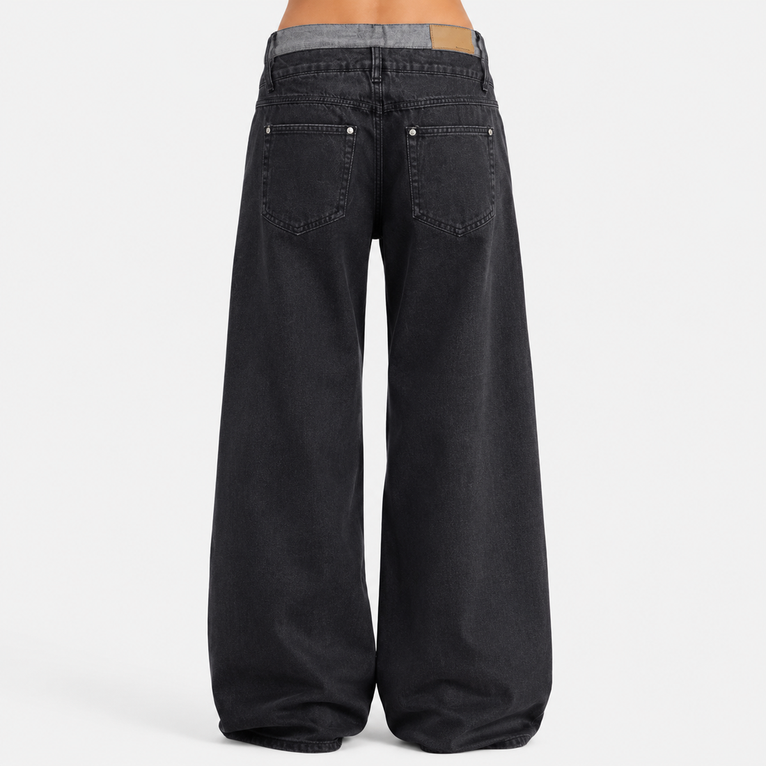 Vintage Straight-Leg Jeans – Double Waistband Relaxed Fit Cotton Denim Trousers