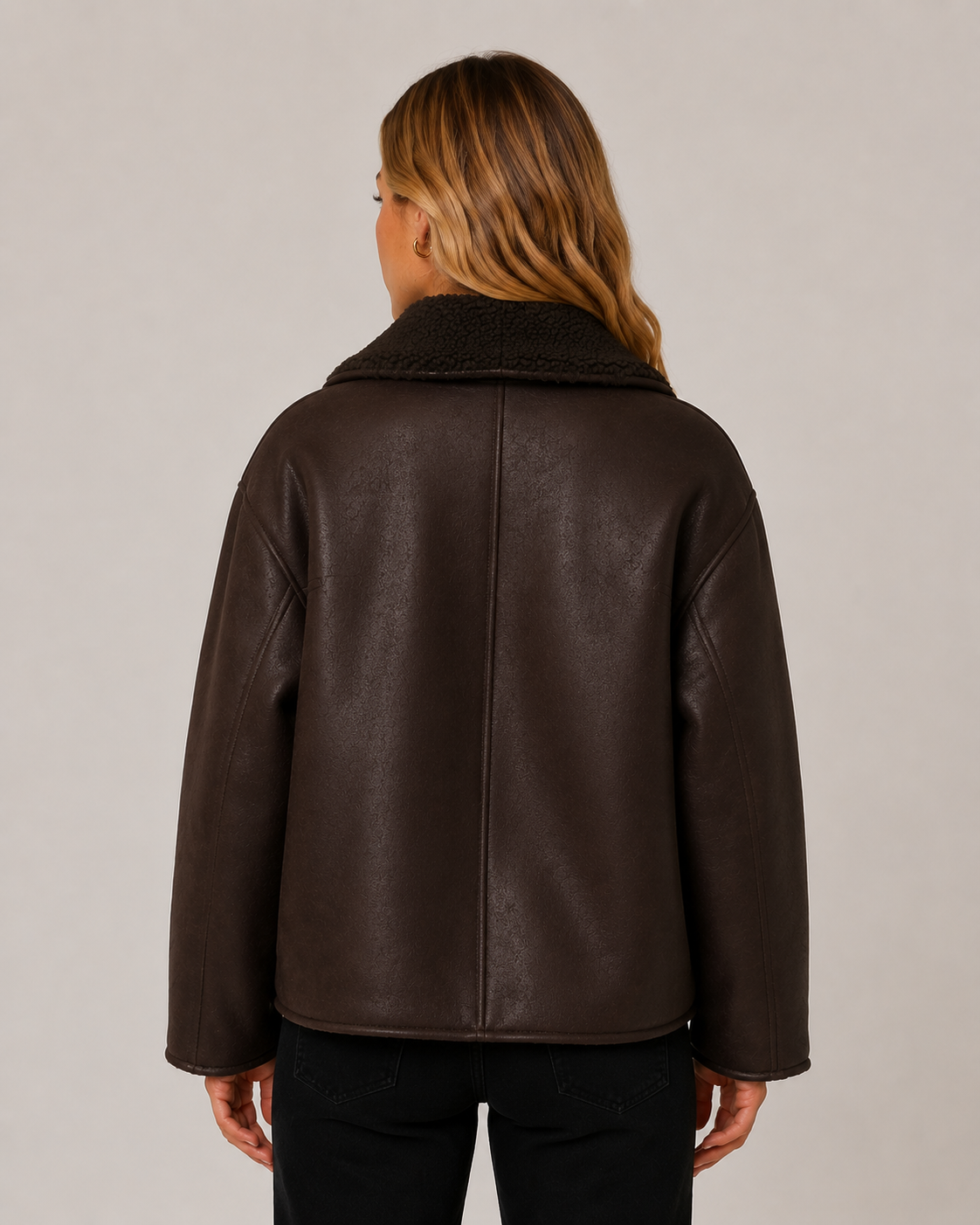 Womens Casual Fur Integrated Lapel Double-Sided Jacket