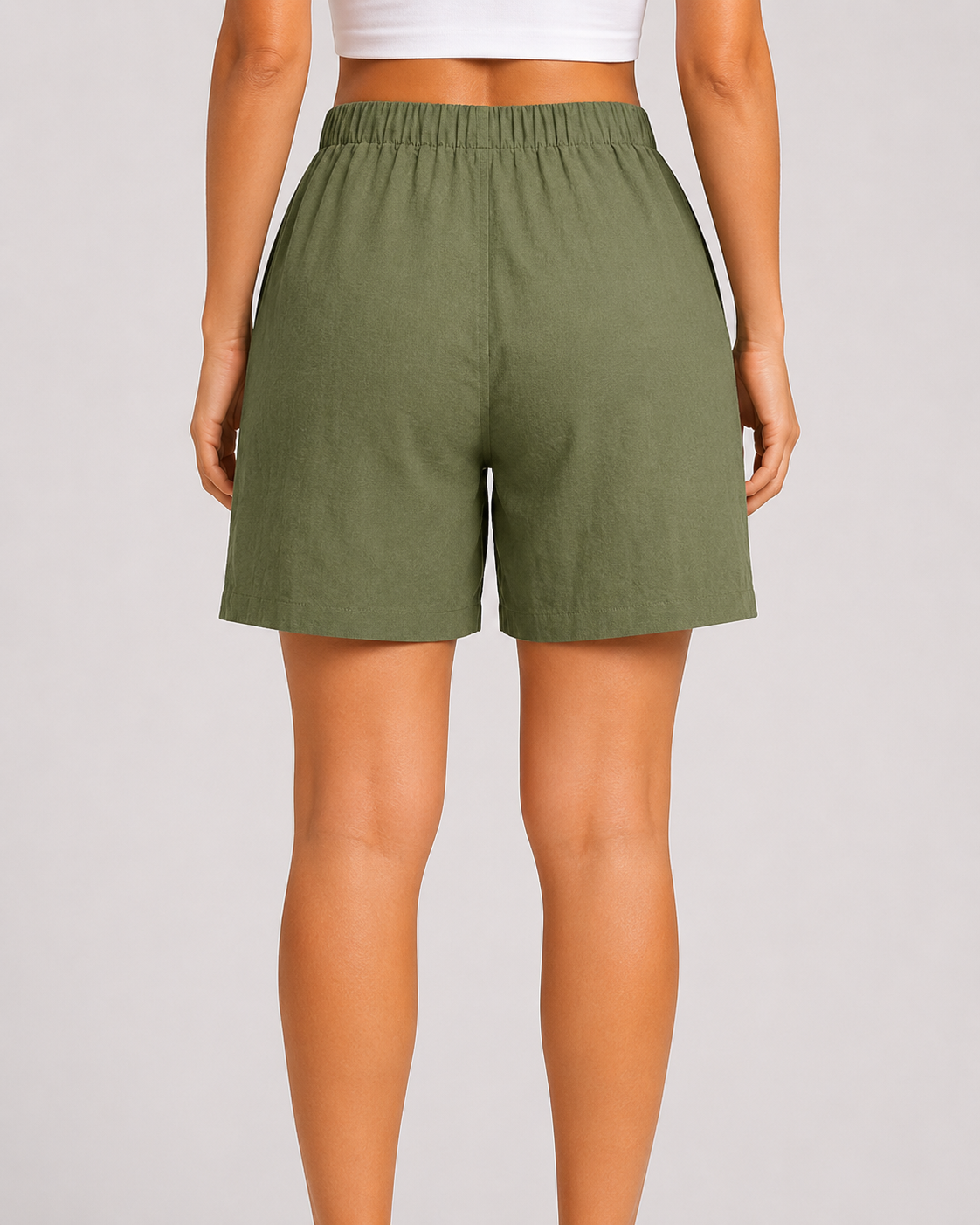Women's Checkered Bermuda Shorts  Knee Length Casual Loose Fit Shorts with Side Pockets