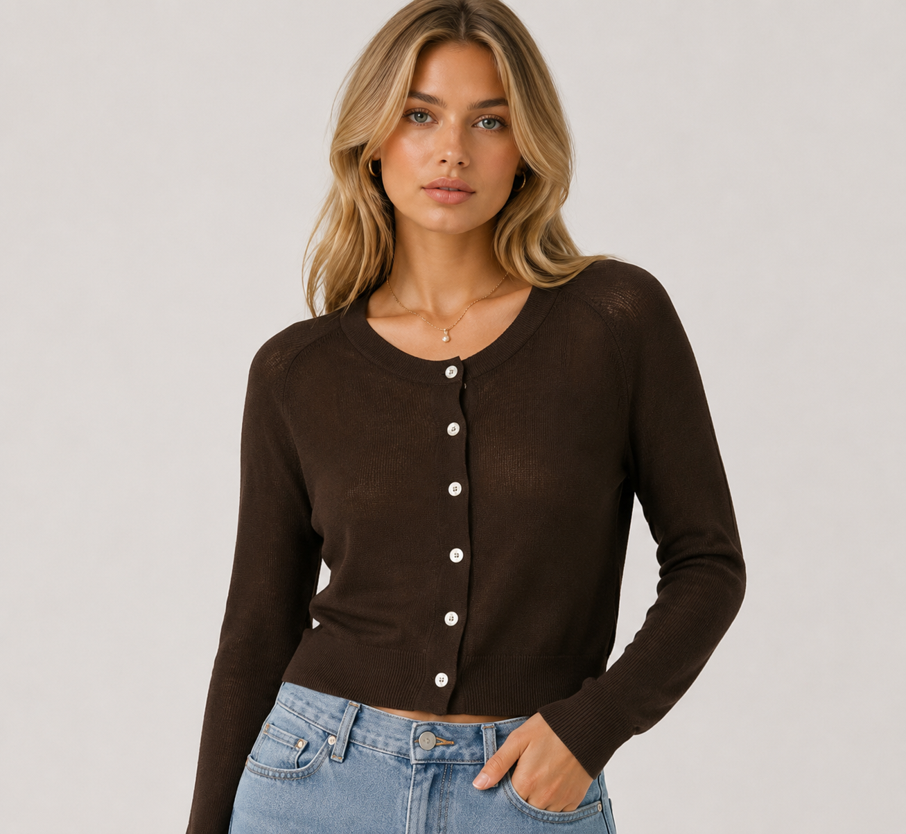 Women's Lightweight Sheer Knit Cardigan  Elegant Long Sleeve Button Front Winter Cover Up