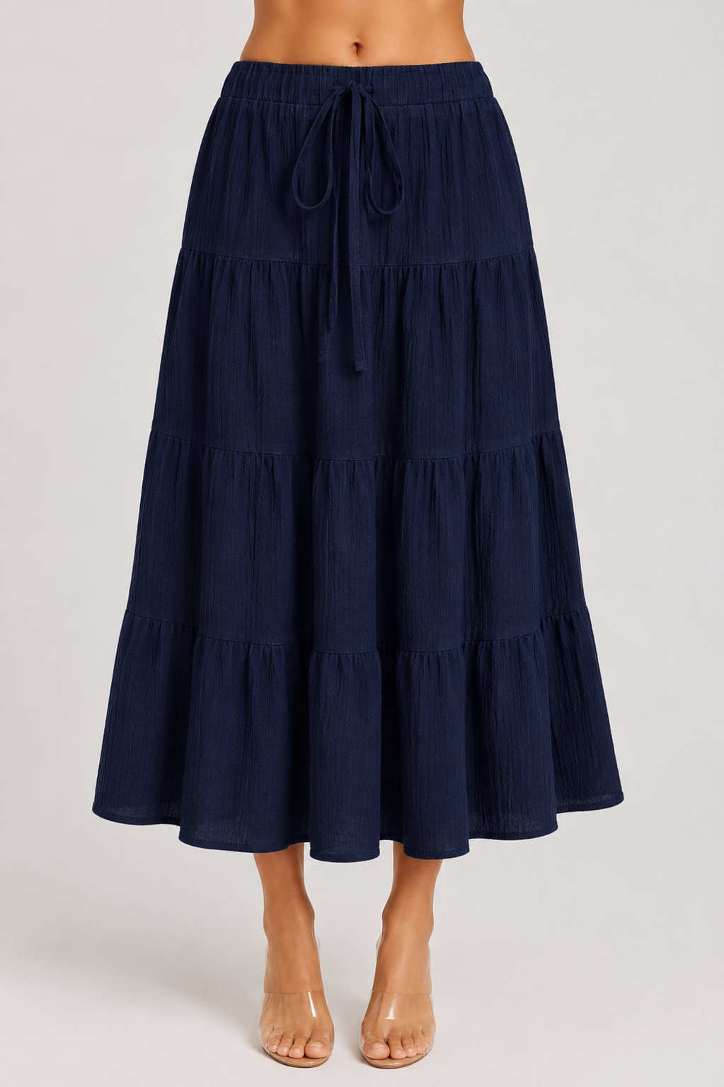 Women's Tiered Midi Skirt Casual High Waist Layered A Line Summer Vacation Skirt