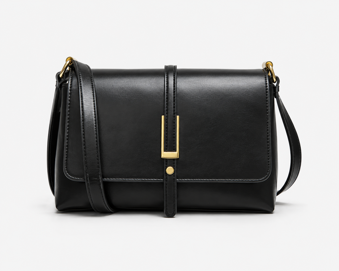Women's Minimalist Square Flap Shoulder Bag Elegant PU Leather Crossbody Handbag for Work & Everyday Use