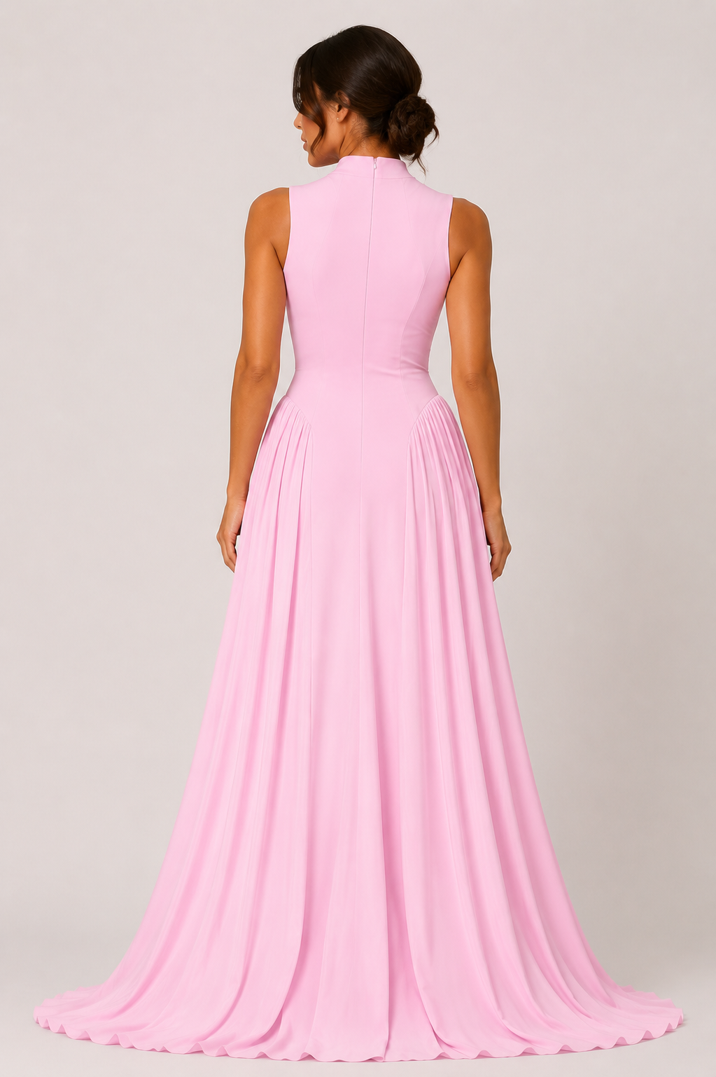 Women's Elegant Sleeveless Ruched Dress Round Neck Slim Fit Party & Occasion Dress