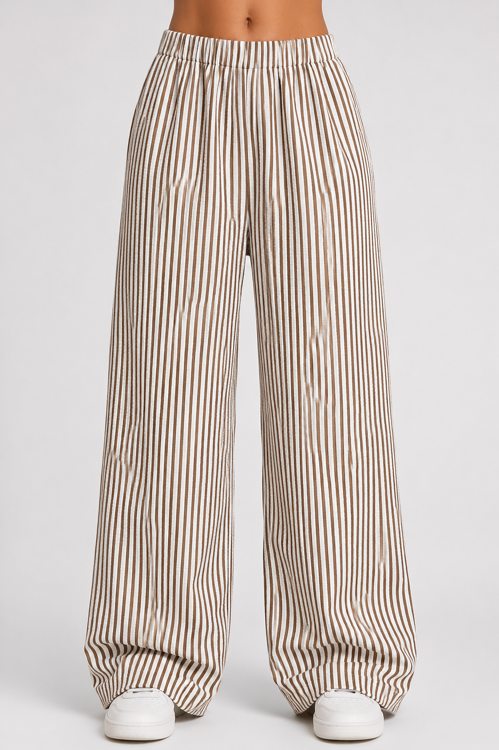 Women's Striped Wide Leg Trousers High Waist Casual Loose Fit Streetwear Pants