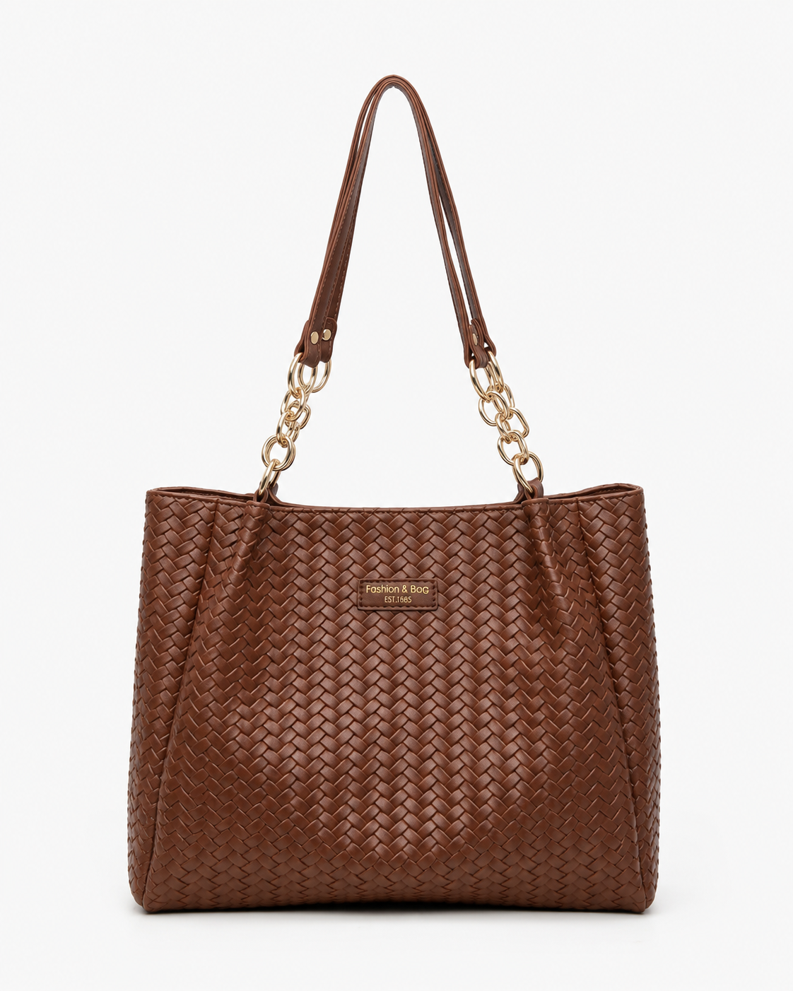 Women's Woven Texture PU Leather Tote Bag Large Capacity Shoulder Bag for Work, University & Daily Use