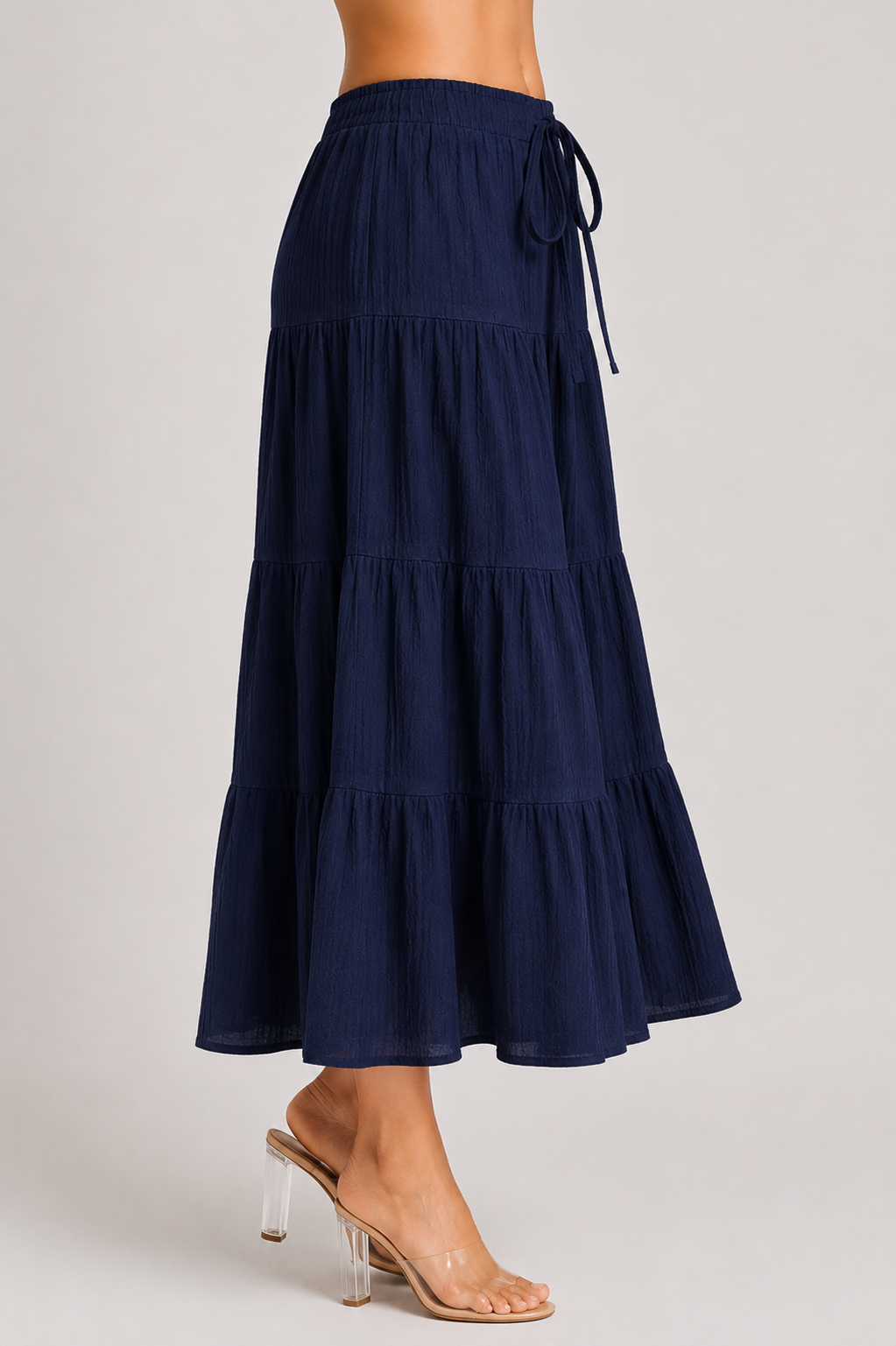 Women's Tiered Midi Skirt Casual High Waist Layered A Line Summer Vacation Skirt