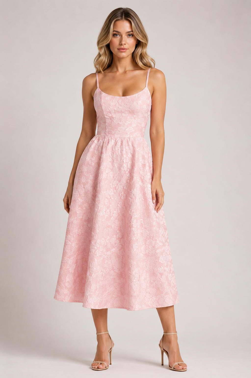 Women's Elegant Spaghetti Strap Midi Dress French Style Wedding Guest & Party Dress