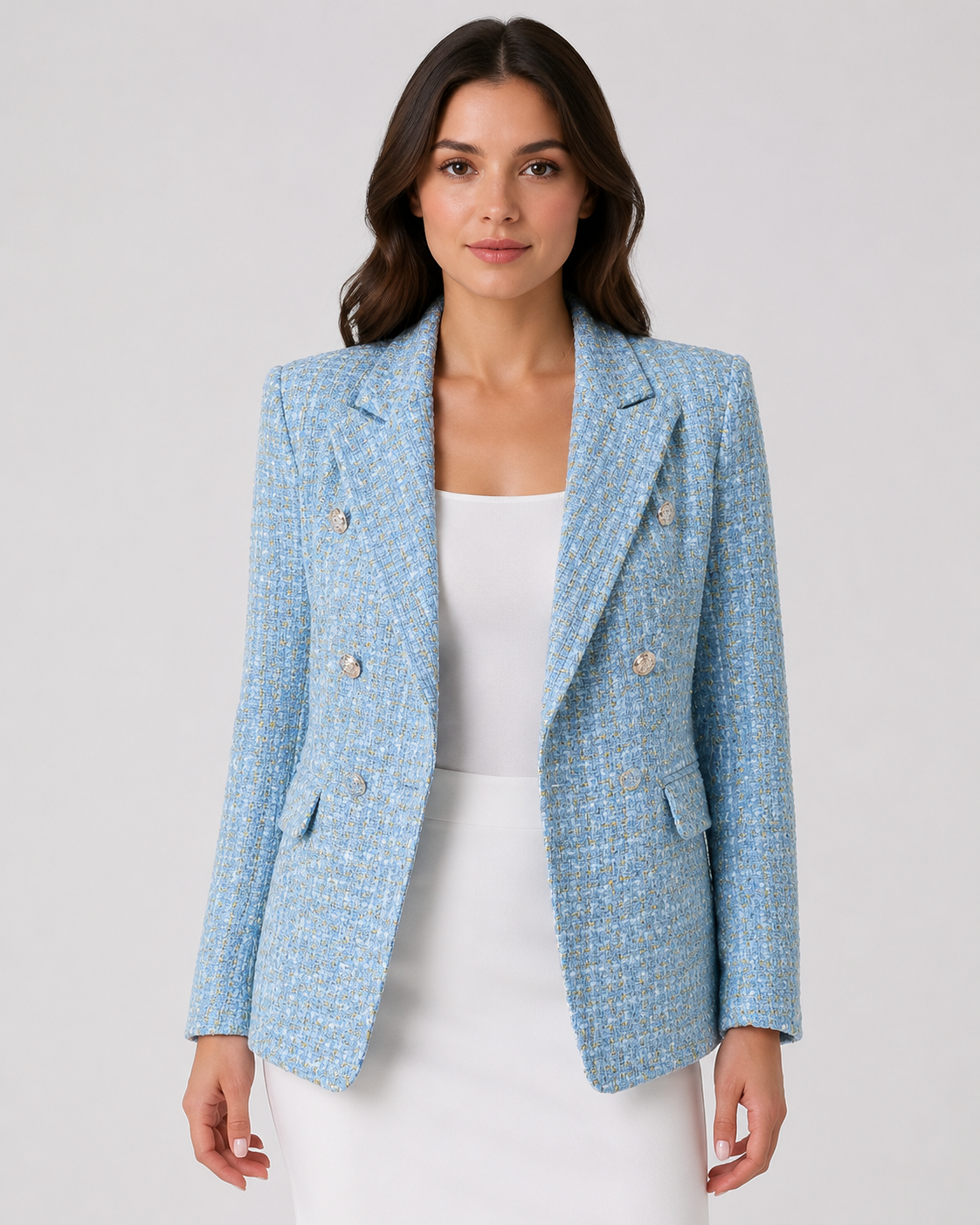 Women's Double Breasted Blazer Elegant Long Sleeve Office Suit Jacket