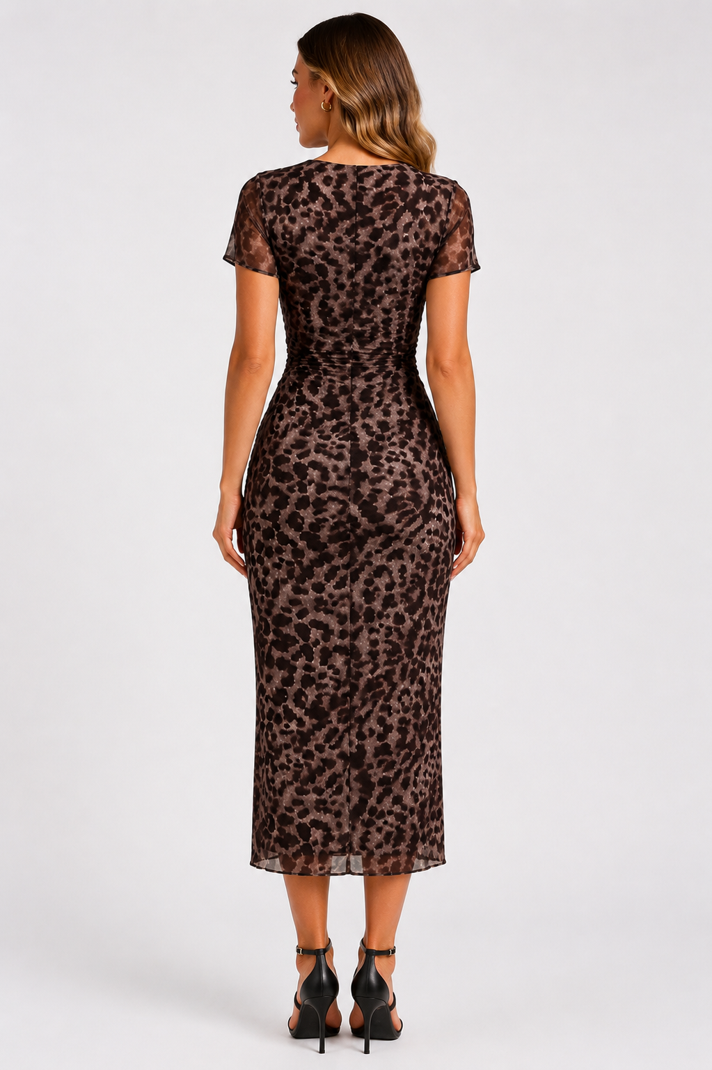 Women's Floral Print Bodycon Midi Dress – Round Neck Short Sleeve Elegant Summer Casual Dress