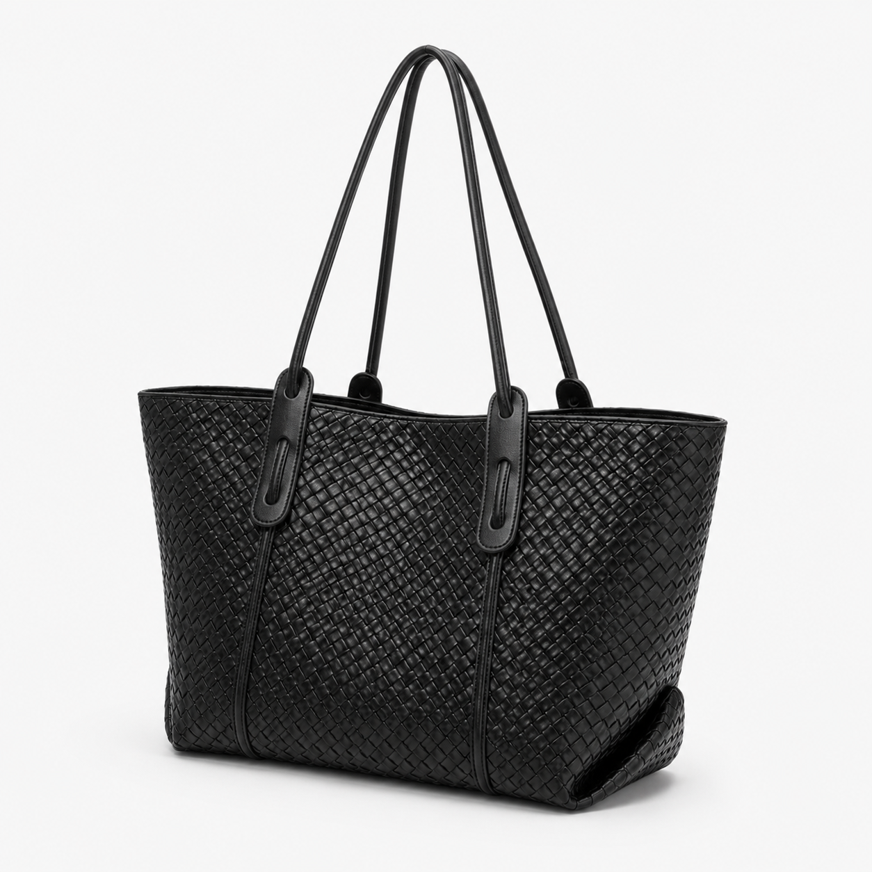 Women's Woven Pattern PU Leather Shoulder Bag Minimalist Large Capacity Everyday Handbag