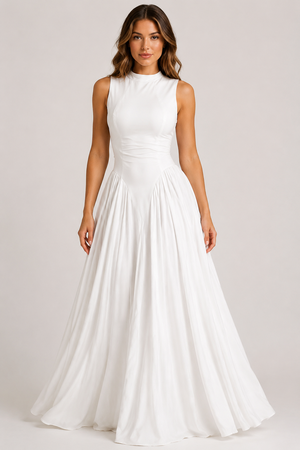 Women's Elegant Sleeveless Ruched Dress Round Neck Slim Fit Party & Occasion Dress
