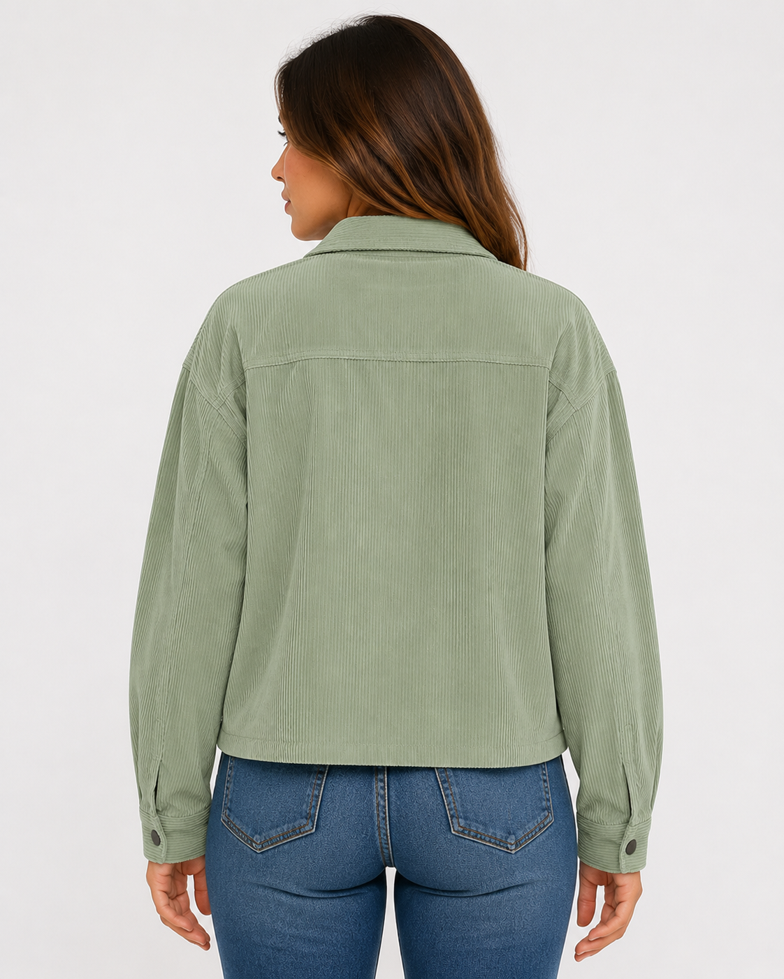 Women's Casual Corduroy Jacket Lightweight Button Up Long Sleeve Spring & Autumn Coat