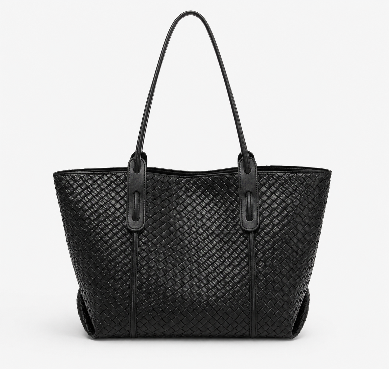 Women's Woven Pattern PU Leather Shoulder Bag Minimalist Large Capacity Everyday Handbag