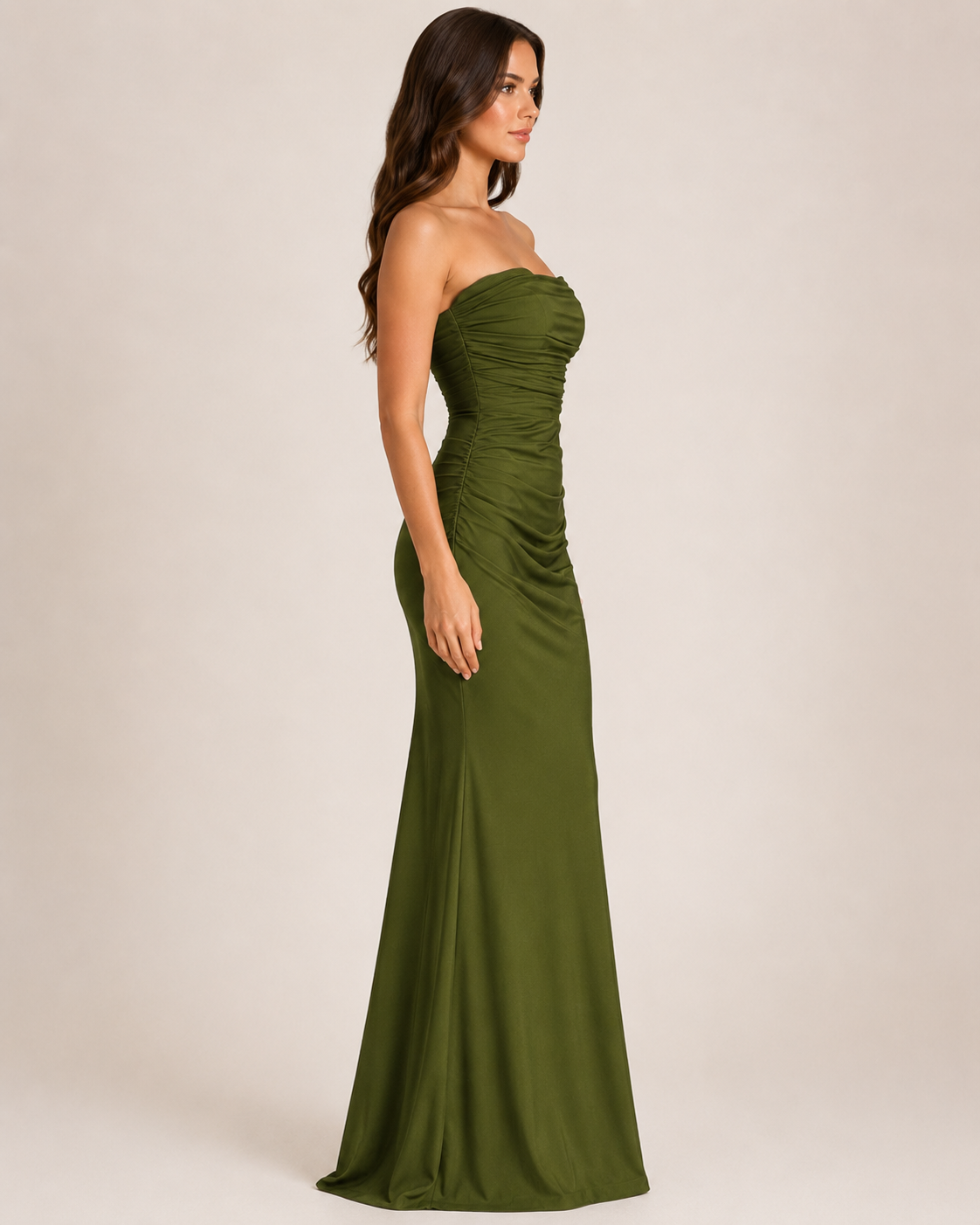 Strapless Woman's Ruffle Mermaid Maxi Evening Dress Elegant Formal Gown for Prom, Weddings & Gala Events