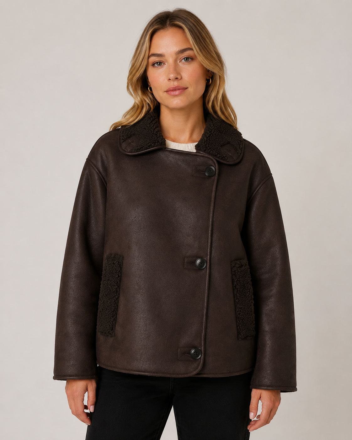 Women's Fur Integrated Lapel Double-Sided Jacket