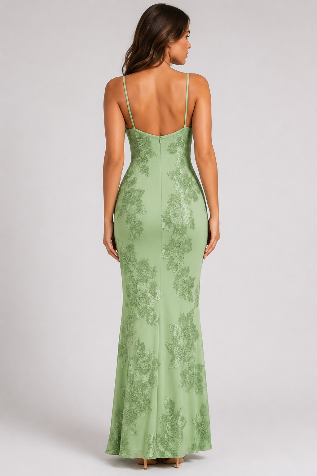Women's Elegant Spaghetti Strap Maxi Dress Backless Fitted Wedding Guest, Prom & Evening Party Dress