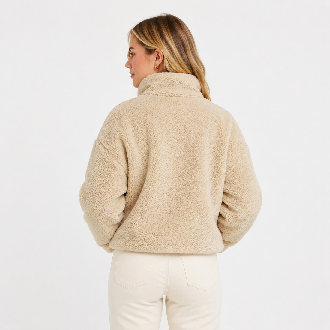 Faux Sherpa High-Neck Jacket
