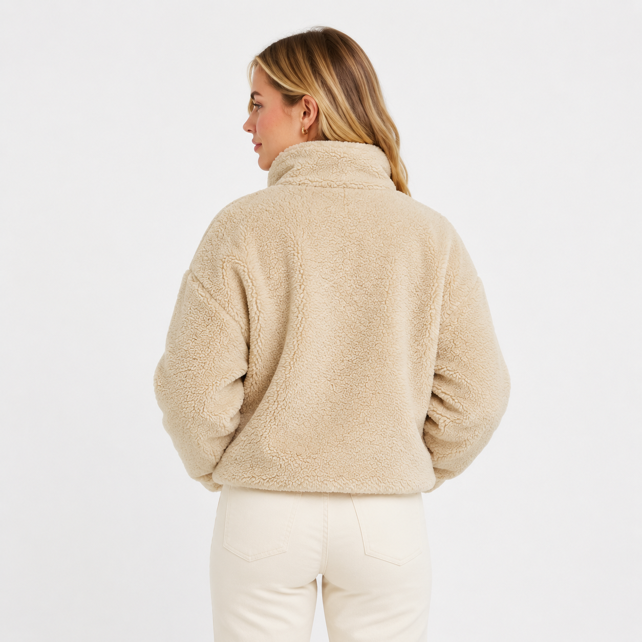 Faux Sherpa High-Neck Jacket