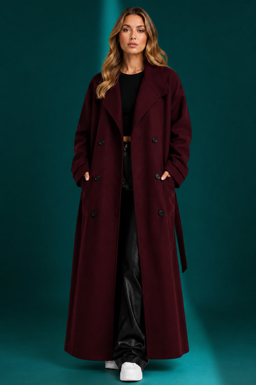 Oversized Woman's Long Wool Blend Coat Casual Solid Colour Open Front Winter Overcoat with Pockets for Autumn's