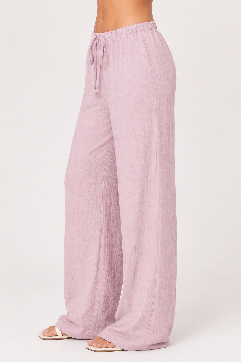 Women's Linen Blend Straight Leg Trousers High Waist Tie Up Casual Summer Pants