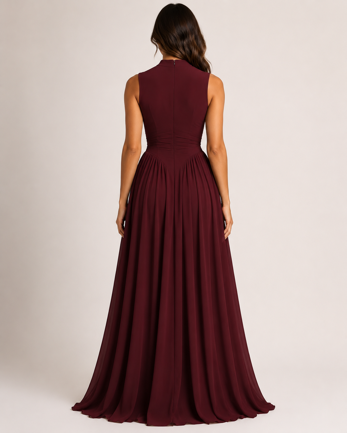 Women's Elegant Sleeveless Ruched Dress Round Neck Slim Fit Party & Occasion Dress
