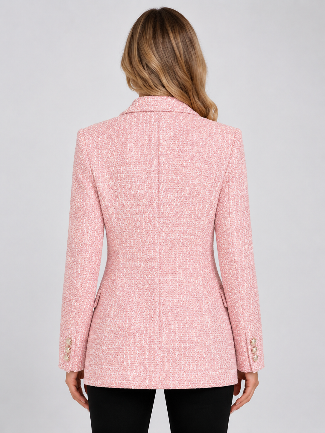 Women's Double Breasted Blazer Elegant Long Sleeve Office Suit Jacket