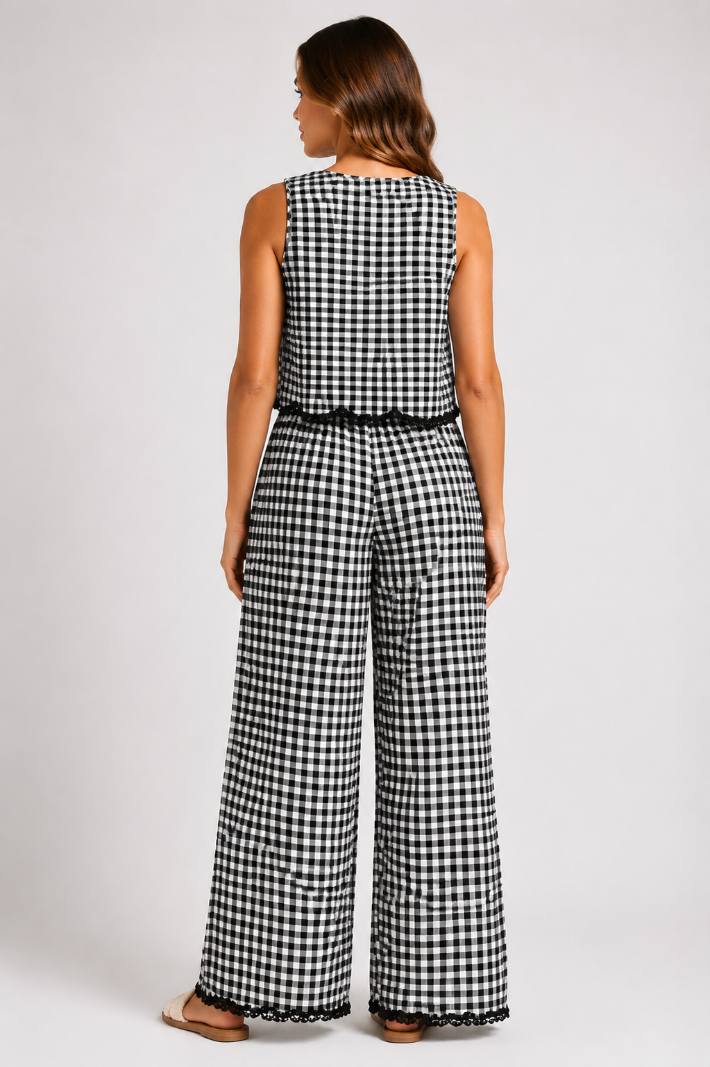Women's Sleeveless Tank Top & Wide Leg Trousers Co-Ord Set Casual Two Piece Lounge & Travel Outfit