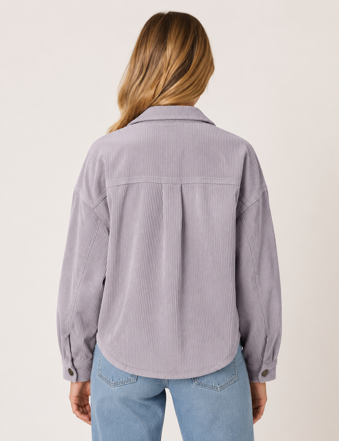 Women's Casual Corduroy Jacket Lightweight Button Up Long Sleeve Spring & Autumn Coat