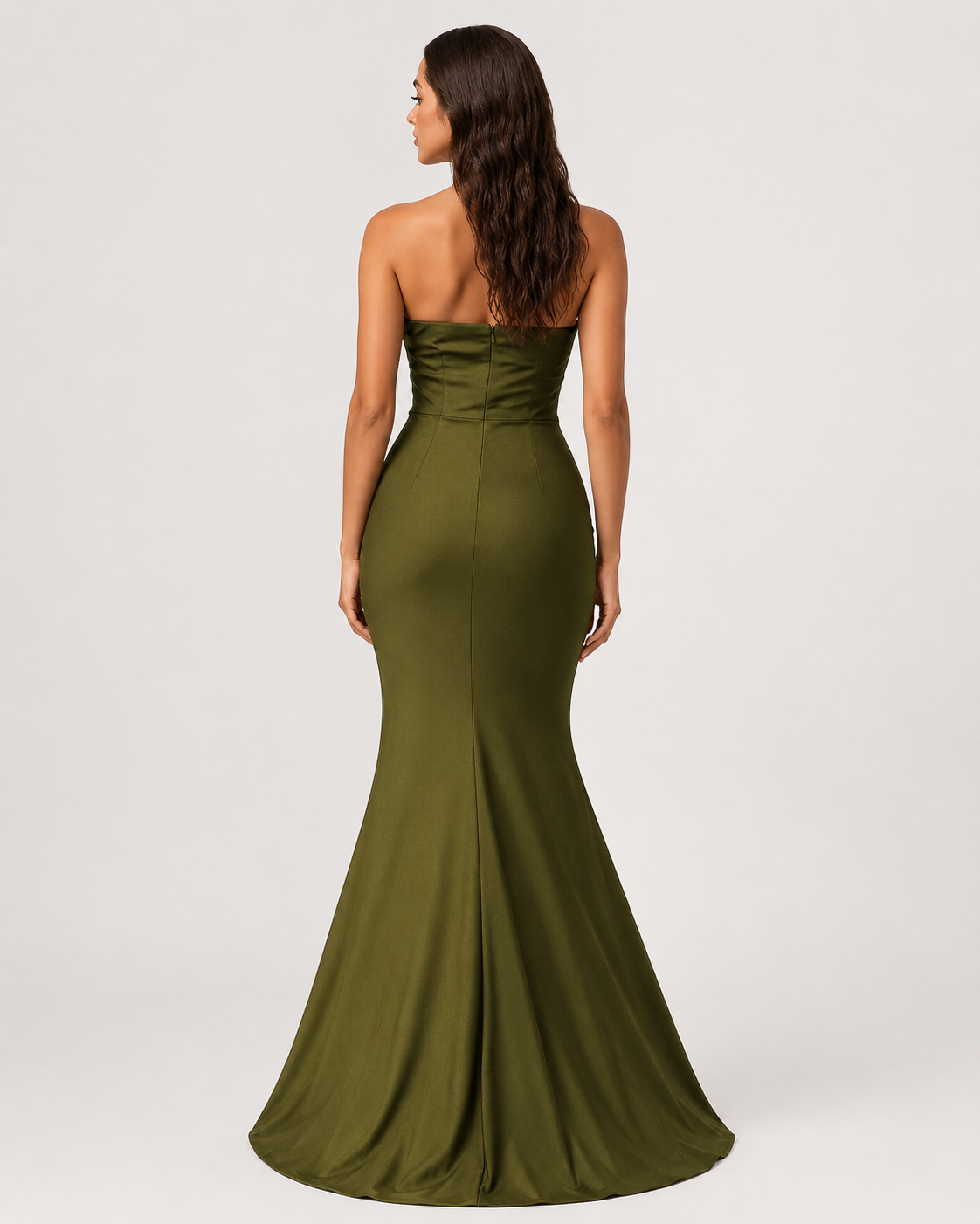 Strapless Woman's Ruffle Mermaid Maxi Evening Dress Elegant Formal Gown for Prom, Weddings & Gala Events