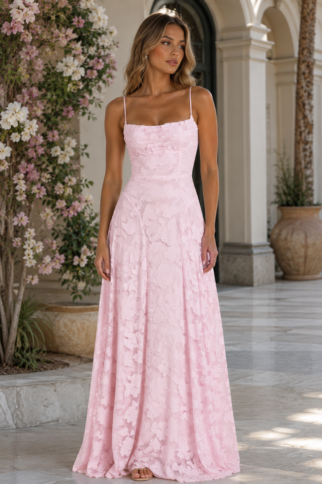 Women's Elegant Backless Maxi Dress Spaghetti Strap High Waist Evening & Prom Dress