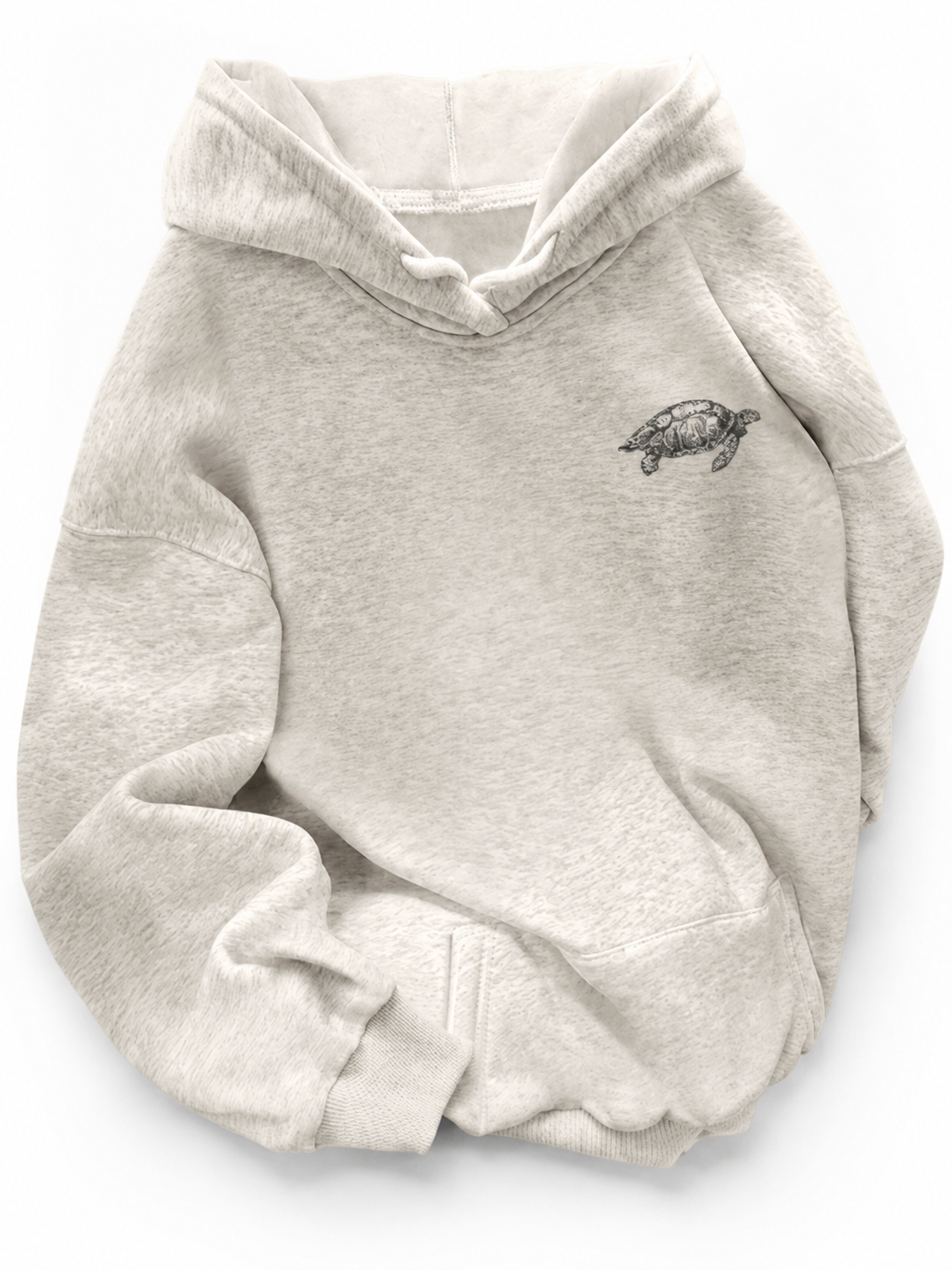 Women’s Warm Navy Blue Whote Oversized Pullover Hoodie With Turtle Graphic Travelling For Winters