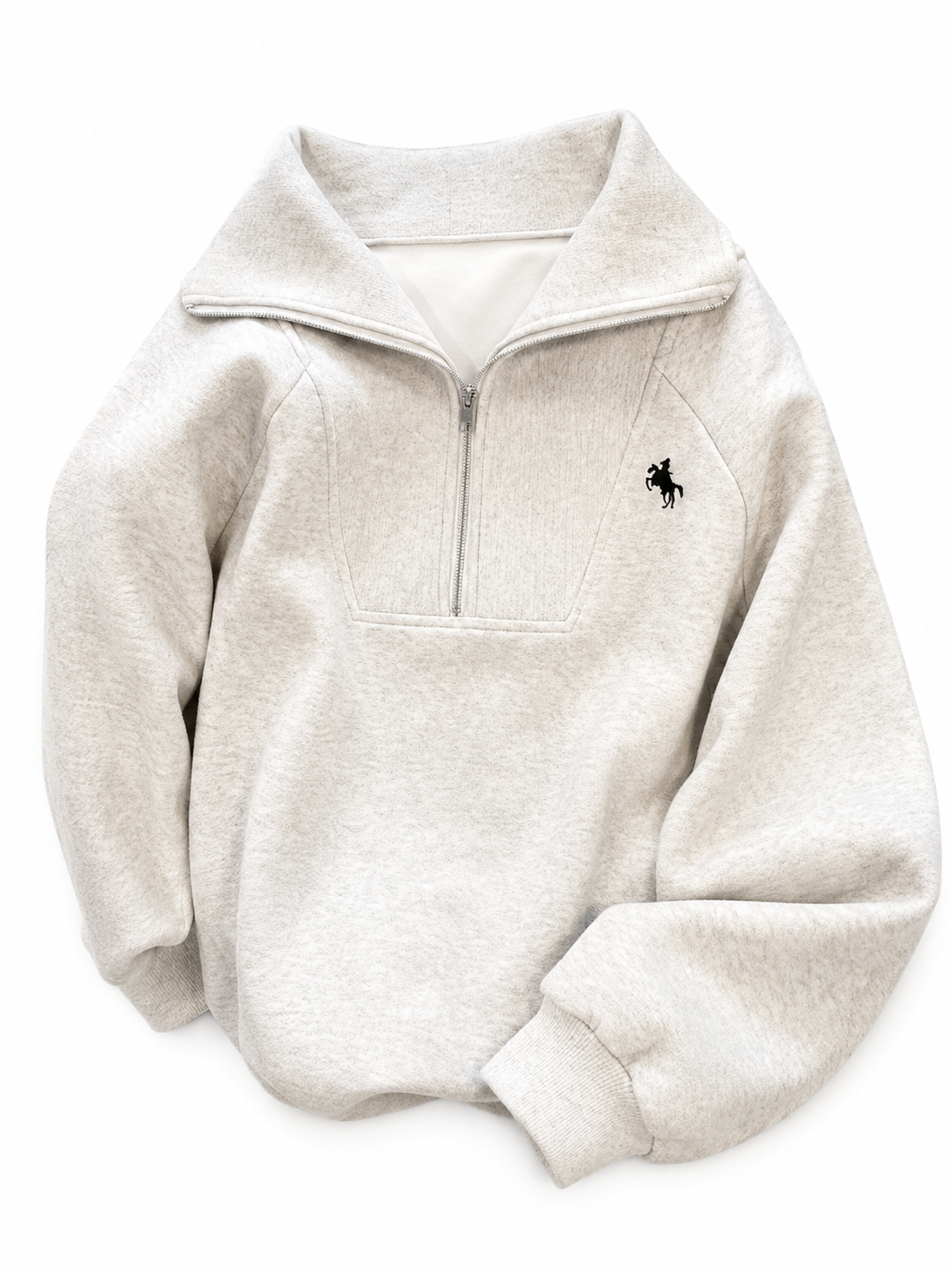 Women’s Cream White Quarter Zip High Collar Oversized Sweatshirt Everyday Travel