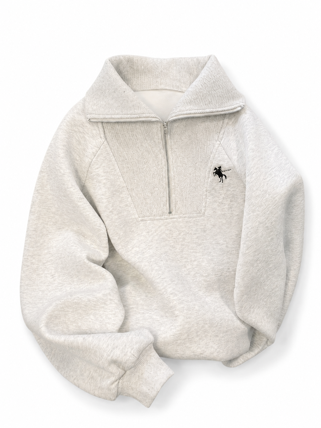 Women’s Cream White Quarter Zip High Collar Oversized Sweatshirt Everyday Travel