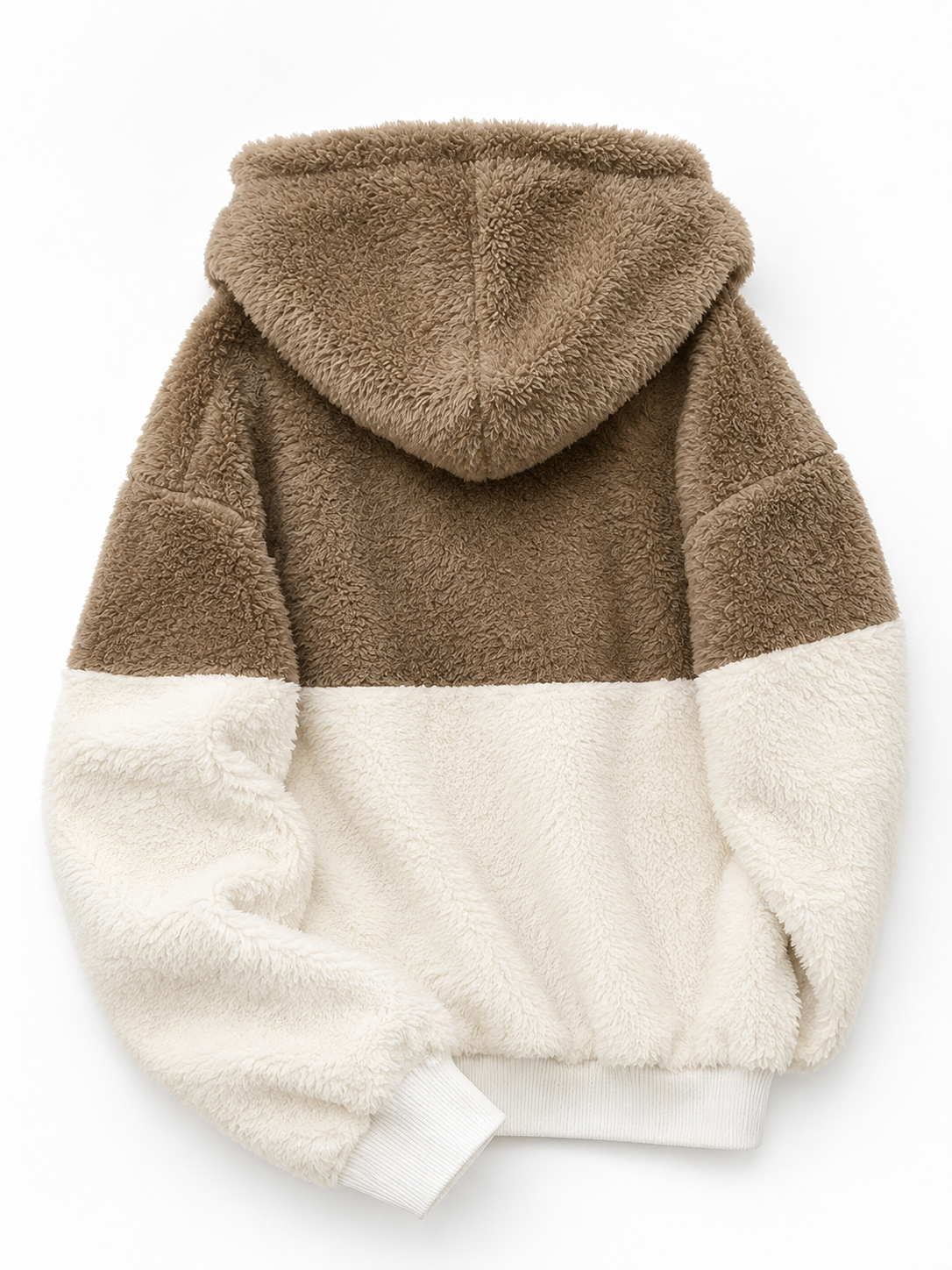 Women’s Warm Multi Color Sherpa Drop shoulder Fleece Color Block Hoodie For Winters Casual Relaxed Fit