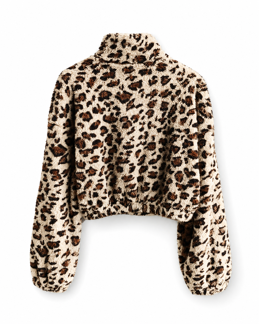 Women’s Warm Leopard Floral Sherpa Fleece Half Zip Drop Shoulder Pullover For Outings & Travel