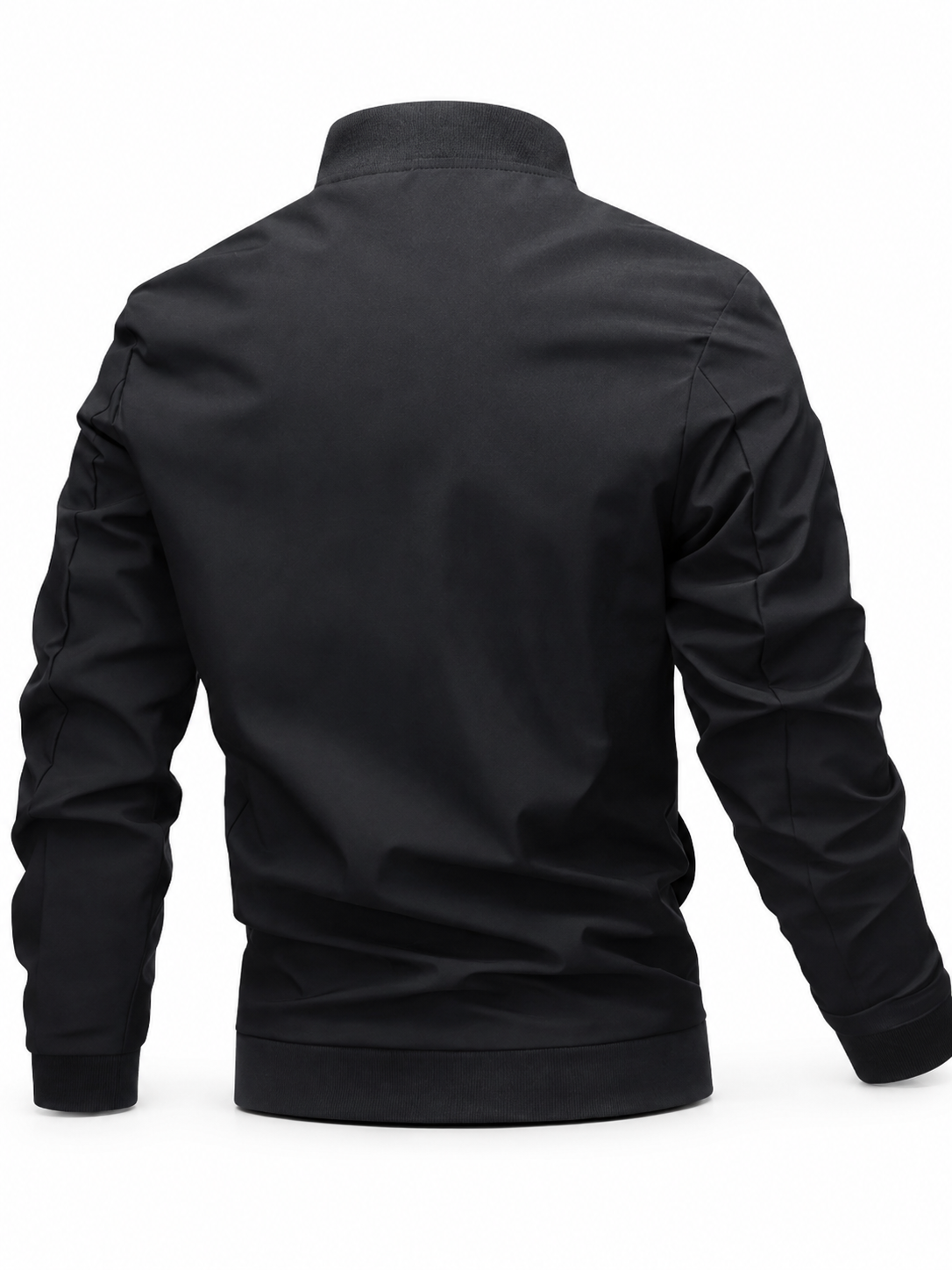 Men's Outdoor Black White Lightweight Bomber Jacket With Zip Front Casual & Everyday