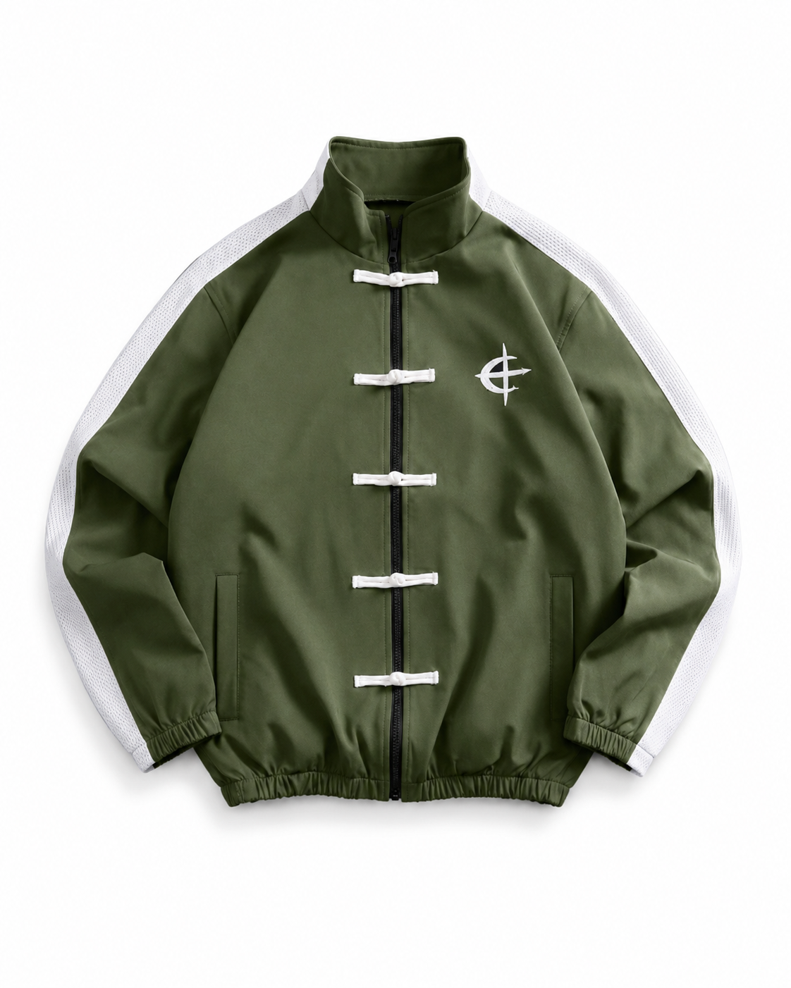 Men's Loose Zipper Blue Green White Track Biker Stand Collar Sports Casual Jacket