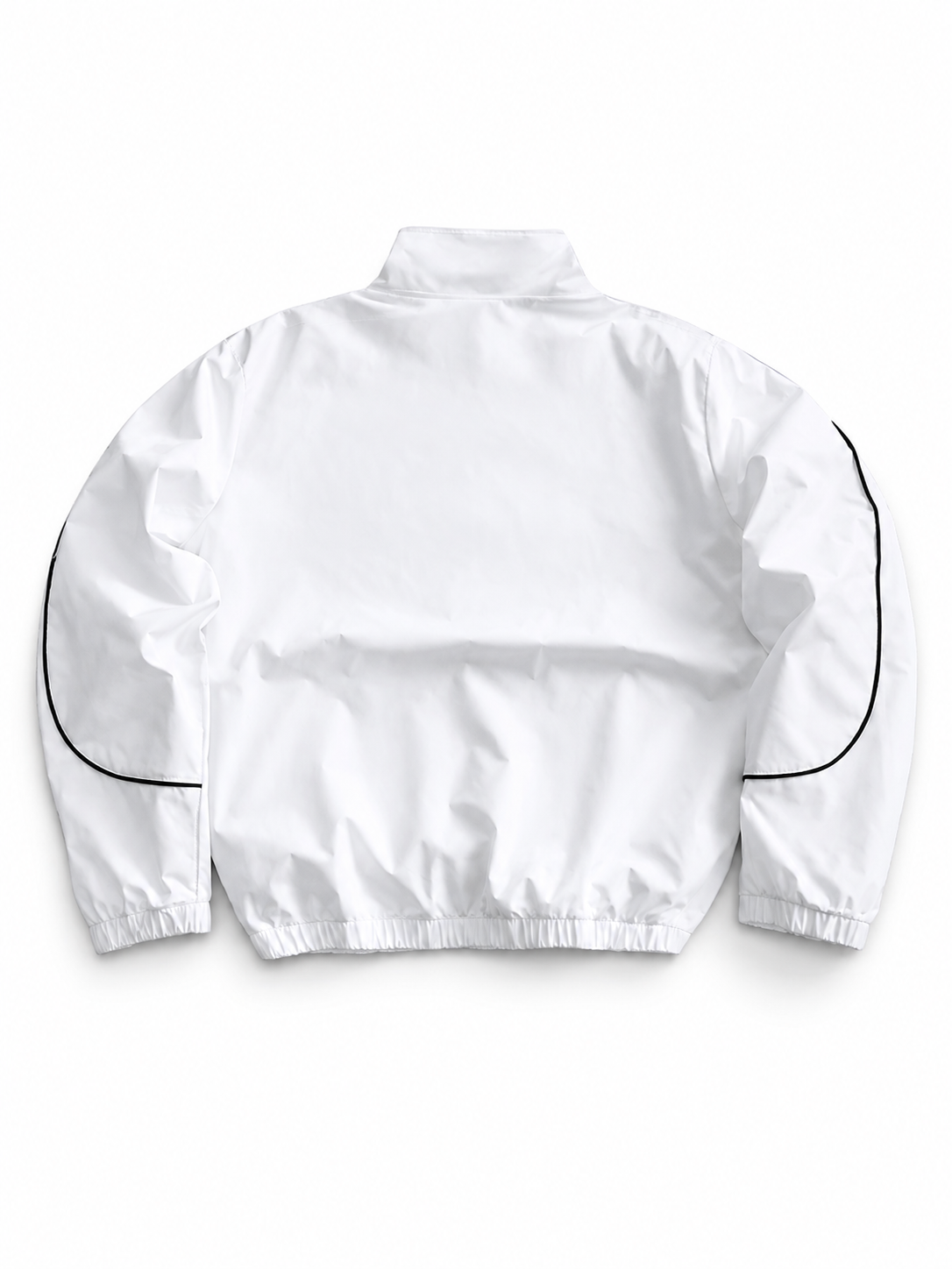 Men's White Non Stretch Quarter Zip Racing Jacket Sporty Track Jacket For Winters & Everyday