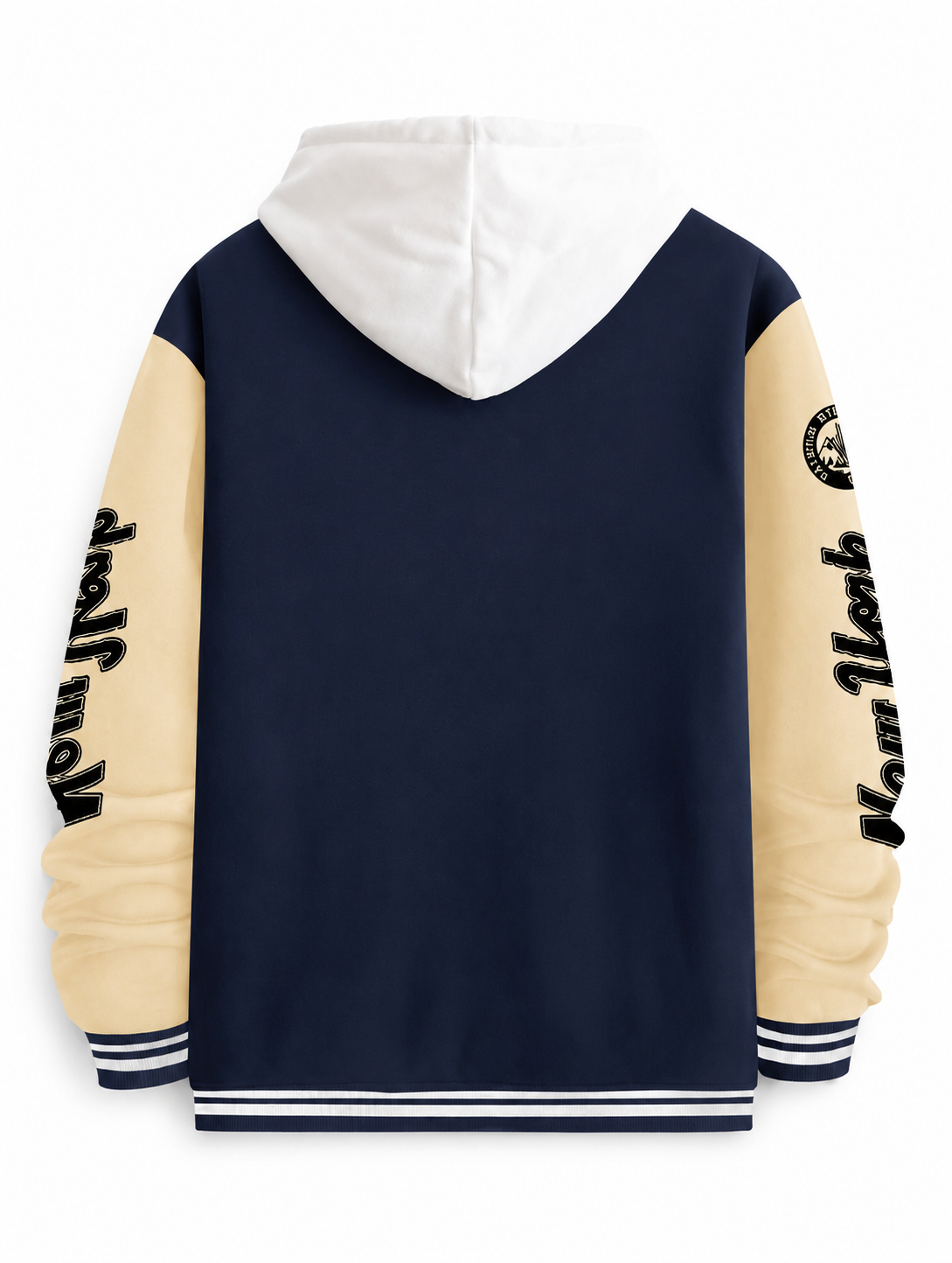 Men's Black And White Varsity Bomber Jacket With NY Graphic For Streetwear Everyday College
