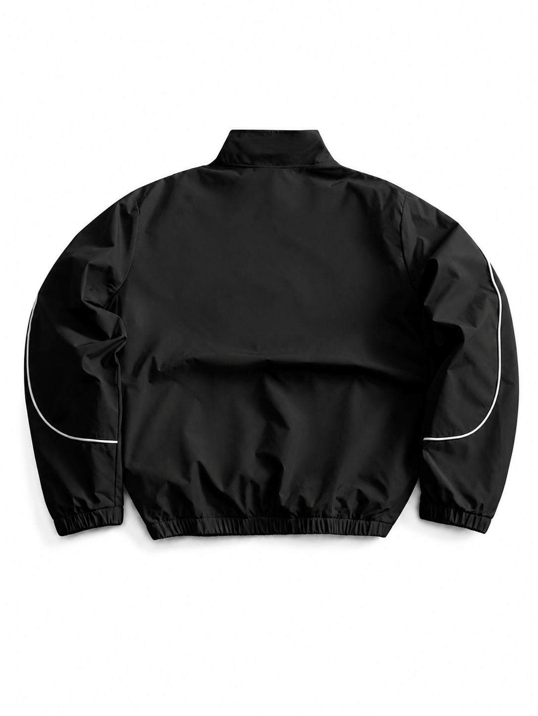 Men's Black Quarter Zip Racing Style Biker Funnel Neck Jacket With Graphic Print