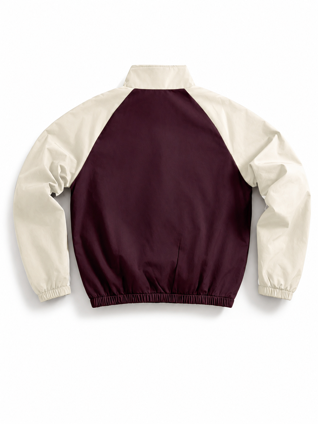 Men's Loose Neck Funnel Green Grey Burgundy Zip Up Non Stretch Track Jacket